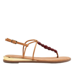 Sandalias planas Gioseppo millville marrones griegas con abalorios - Querol online