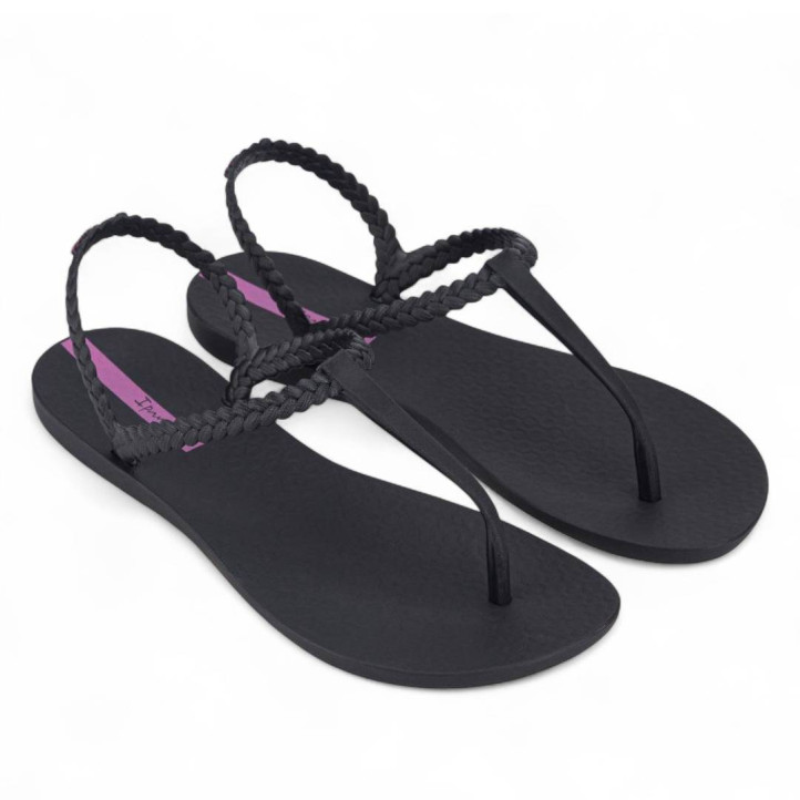 Chanclas Ipanema class basic negras con diseño trenzado - Querol online
