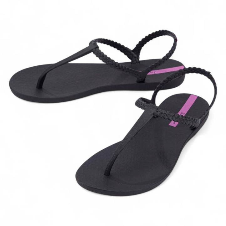 Chanclas Ipanema class basic negras con diseño trenzado - Querol online