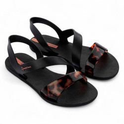 Chanclas Ipanema vibe sandal negras diseño carey - Querol online