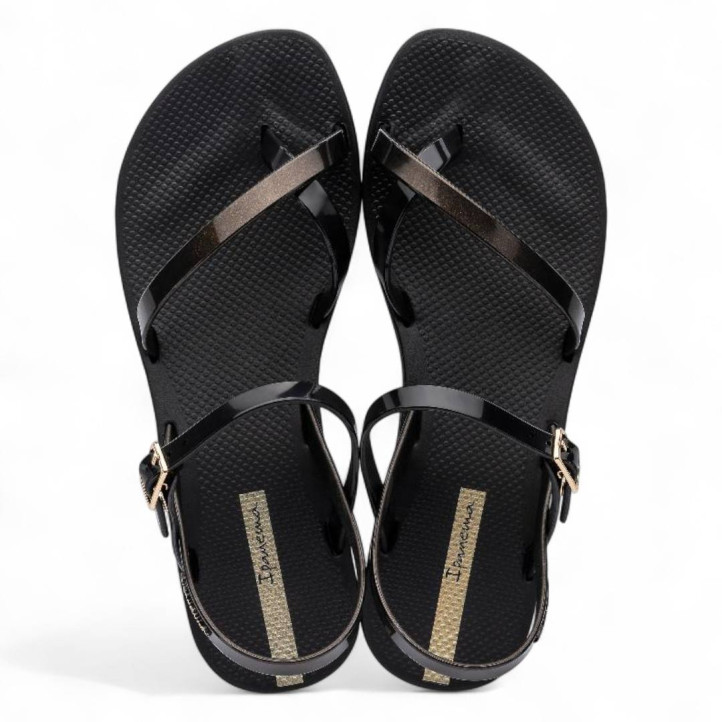 Chanclas Ipanema fashion sand viii negras y doradas - Querol online