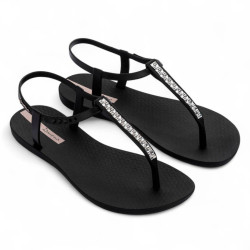 Chanclas Ipanema class chic negras con tira de glitter - Querol online