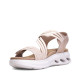 Sandalias plataformas Amarpies nude con tira elástica, cierre con velcro y suela chunky - Querol online