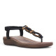 Sandalias planas Amarpies negras con abalorios color madera y tira trenzada - Querol online