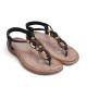 Sandalias planas Amarpies negras con abalorios color madera y tira trenzada - Querol online