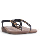Sandalias planas Amarpies negras con abalorios color madera y tira trenzada - Querol online