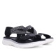 Sandalias planas Amarpies negras con detalles blancos, tira elástica central y cierre de velcro - Querol online
