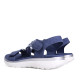 Sandalias planas Amarpies azules con detalles blancos, tira elástica central y cierre de velcro - Querol online