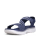 Sandalias planas Amarpies azules con detalles blancos, tira elástica central y cierre de velcro - Querol online