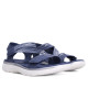 Sandalias planas Amarpies azules con detalles blancos, tira elástica central y cierre de velcro - Querol online
