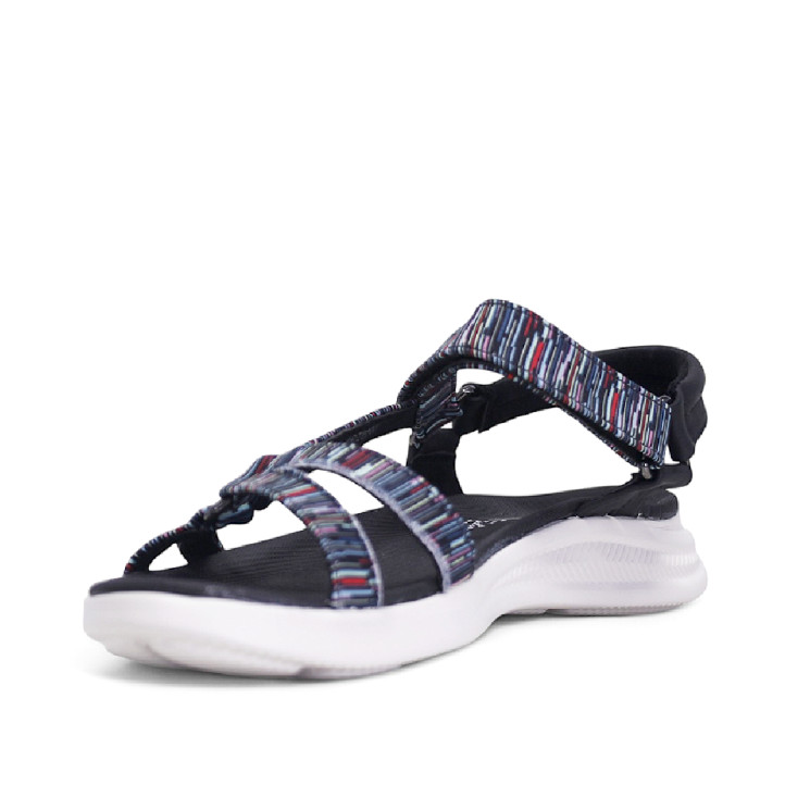 Sandalias planas Amarpies negras con rayas de colores estilo derpotiva - Querol online