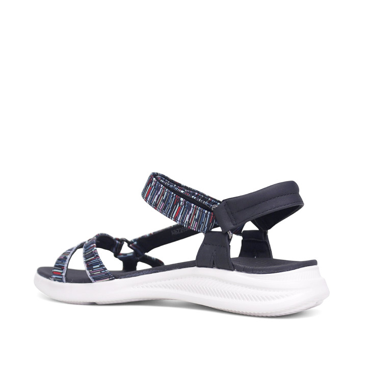Sandalias planas Amarpies negras con rayas de colores estilo derpotiva - Querol online