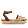 Sandalias plataformas Mustang amelie beige con suela trenzada de yute