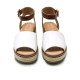 Sandalias plataformas Mustang amelie blancas y marrones estilo menorquina - Querol online
