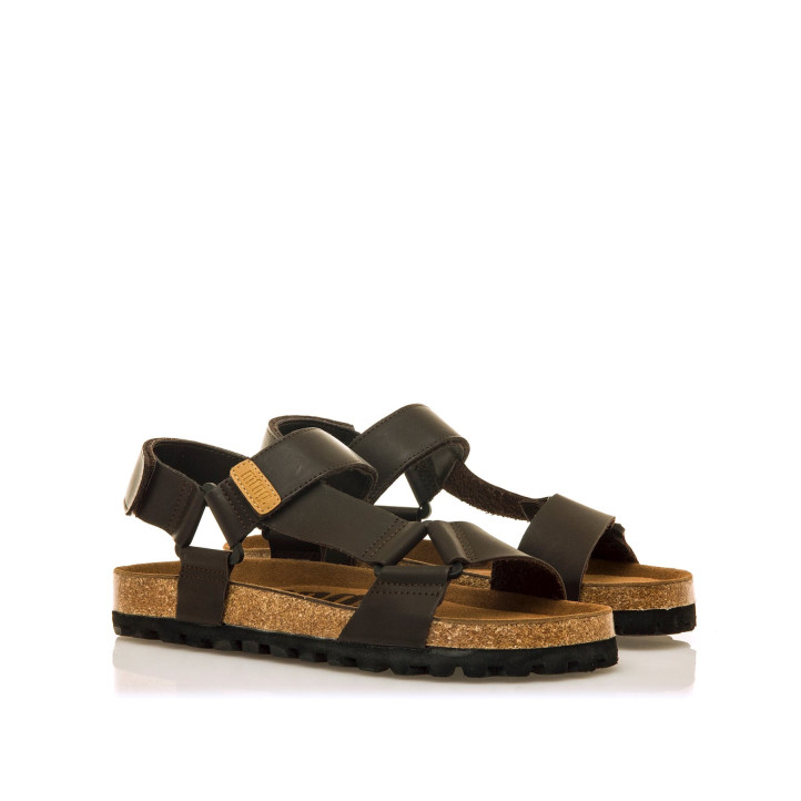 Sandalias Mustang adam marrones con suela de corcho - Querol online