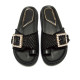 Sandalias planas Maria Mare fraine negras con hebilla brillante decorativa - Querol online