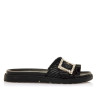 Sandalias planas Maria Mare fraine negras con hebilla brillante decorativa
