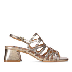 Sandalias tacón Chika 10 melania 05 doradas con tiras entrelazadas - Querol online