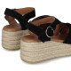 Sandalias cuña Chika 10 new bonita 07 negras con tiras cruzadas y cierre con hebilla - Querol online