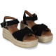 Sandalias cuña Chika 10 new bonita 07 negras con tiras cruzadas y cierre con hebilla - Querol online