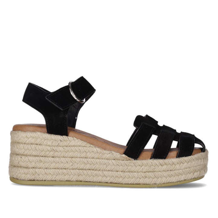 Sandalias cuña Chika 10 new bonita 10 negras estilo cangrejera - Querol online