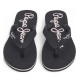 Xancles Pepe Jeans bay beach negres amb detalls blancs i tira al dit - Querol online