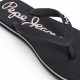Xancles Pepe Jeans bay beach negres amb detalls blancs i tira al dit - Querol online