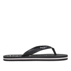 Chanclas Pepe Jeans bay beach negras con detalles blancos y tira al dedo - Querol online