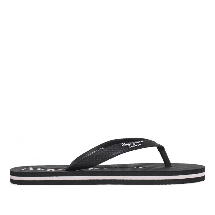 Xancles Pepe Jeans bay beach negres amb detalls blancs i tira al dit - Querol online