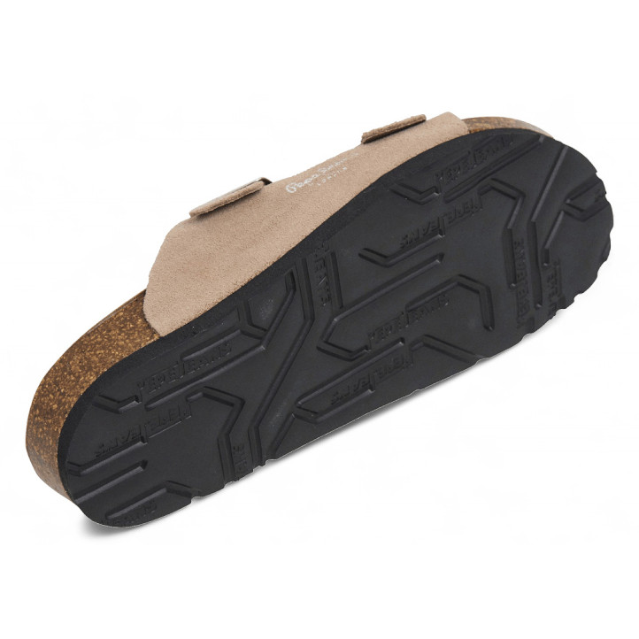 Sandàlies planes Pepe Jeans oban suede taupe amb sivelles ajustables tipus bio - Querol online