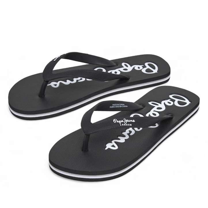 Xancles Pepe Jeans bay beach negres amb detalls blancs - Querol online