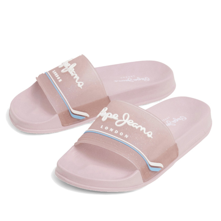 Xancletes Pepe Jeans slider origin roses amb detalls blancs i blaus - Querol online