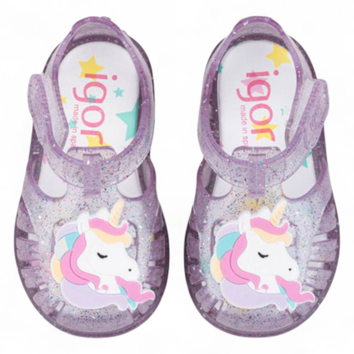 Chanclas Igor tobby malva unicornio glitter - Querol online