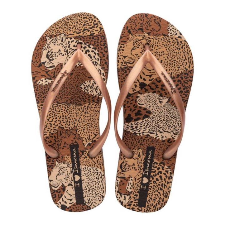 CHANCLAS DE MUJER IPANEMA ANIMAL PRINT VI FEM BEIGE/GOLD - Querol online