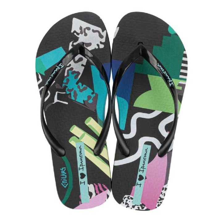 CHANCLAS DE MUJER IPANEMA GRAFFITI IV FEM BLACK/BLUE/GREEN - Querol online
