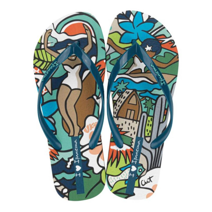 CHANCLAS DE MUJER IPANEMA GRAFFITI IV FEM BEIGE/BLUE/GREEN - Querol online