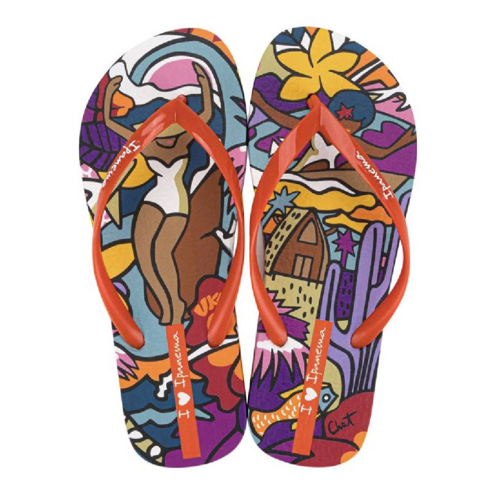 CHANCLAS DE MUJER IPANEMA GRAFFITI IV FEM RED/BLUE/YELLOW - Querol online