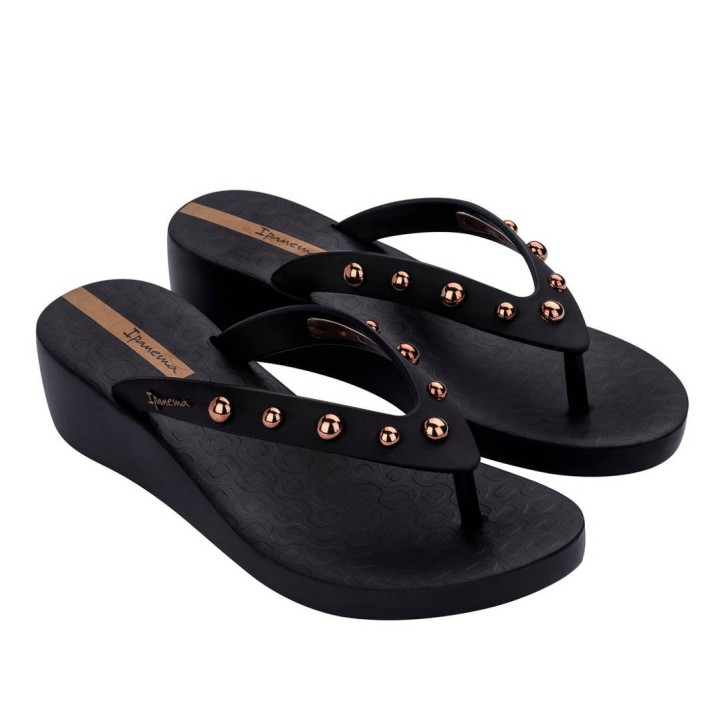 CHANCLAS DE MUJER IPANEMA PLAT GLAM FEM BLACK/BRONZE - Querol online