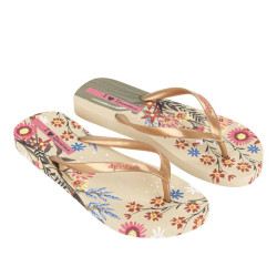 CHANCLAS DE MUJER IPANEMA VERAO TROPICAL FEM BEIGE/GOLD - Querol online