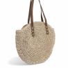 Cabàs rodó teixit amb ràfia i anses llargues marrons