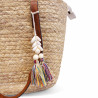 Capazo de ráfia con borla multicolor con conchas