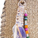 Bolso marrón rectangular con fibra trenzada y charm de cuentas - Querol online