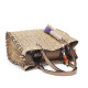 Bolso marrón rectangular con fibra trenzada y charm de cuentas - Querol online