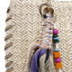 Bolso biege rectangular con fibra trenzada y charm de cuenta - Querol online