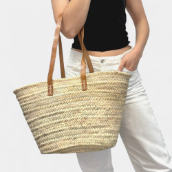 Cabàs clàssic de ràfia amb tancament amb cremallera