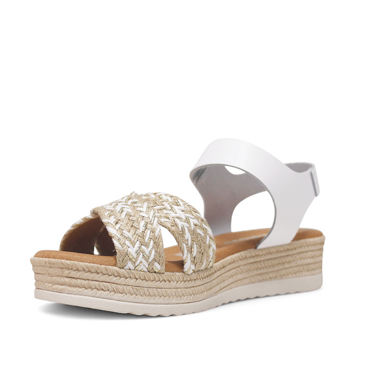 Sandalias plataformas Redlove duna blancas con tiras cruzadas de esperto trenzado - Querol online