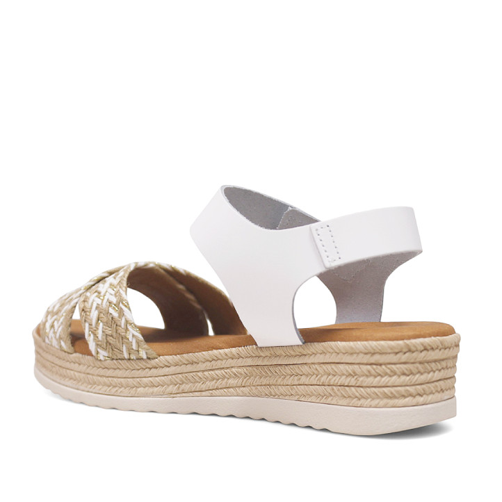 Sandalias plataformas Redlove duna blancas con tiras cruzadas de esperto trenzado - Querol online