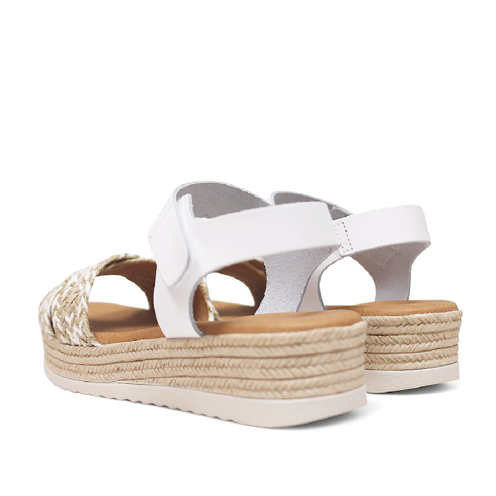 Sandalias plataformas Redlove duna blancas con tiras cruzadas de esperto trenzado - Querol online