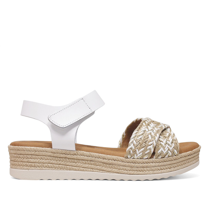 Sandalias plataformas Redlove duna blancas con tiras cruzadas de esperto trenzado - Querol online