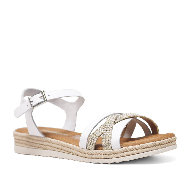 sandalias Redlove laia blancas con tiras delanteras cruzadas - Querol online